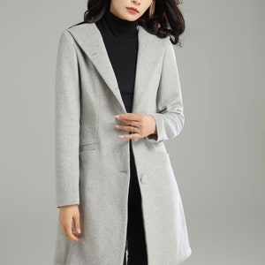 Winter Hooded Wool Coat, Gray Wool Jacket, Womens Coats, Warm Jackets, Casual Coat, Mod Clothing, Handmade Coat, Ylistyle C2990 image 5