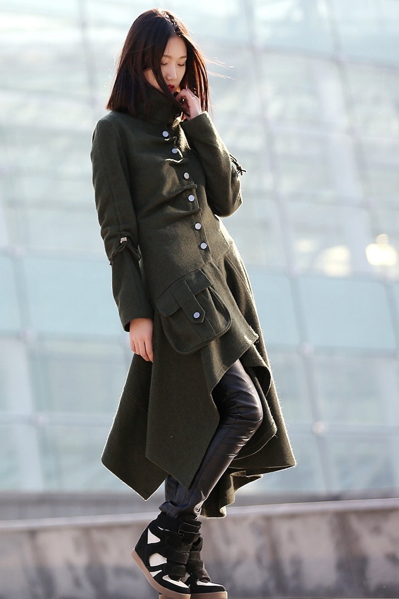 Army Green Modern Coat Unique Contemporary Designer Etsy