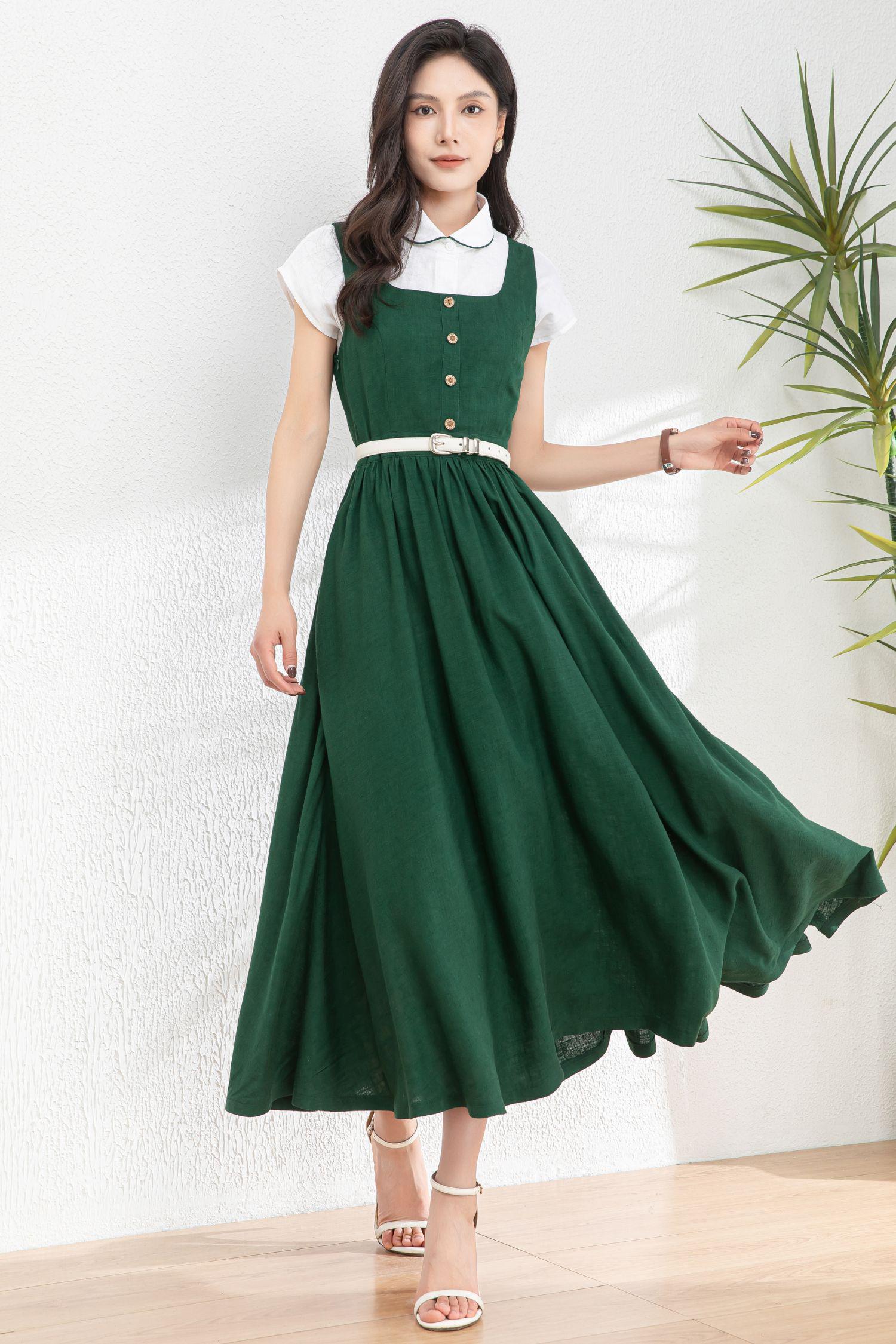 green emerald velvet dress Collared Knitted Midi Dress-Fresh Green main image 1