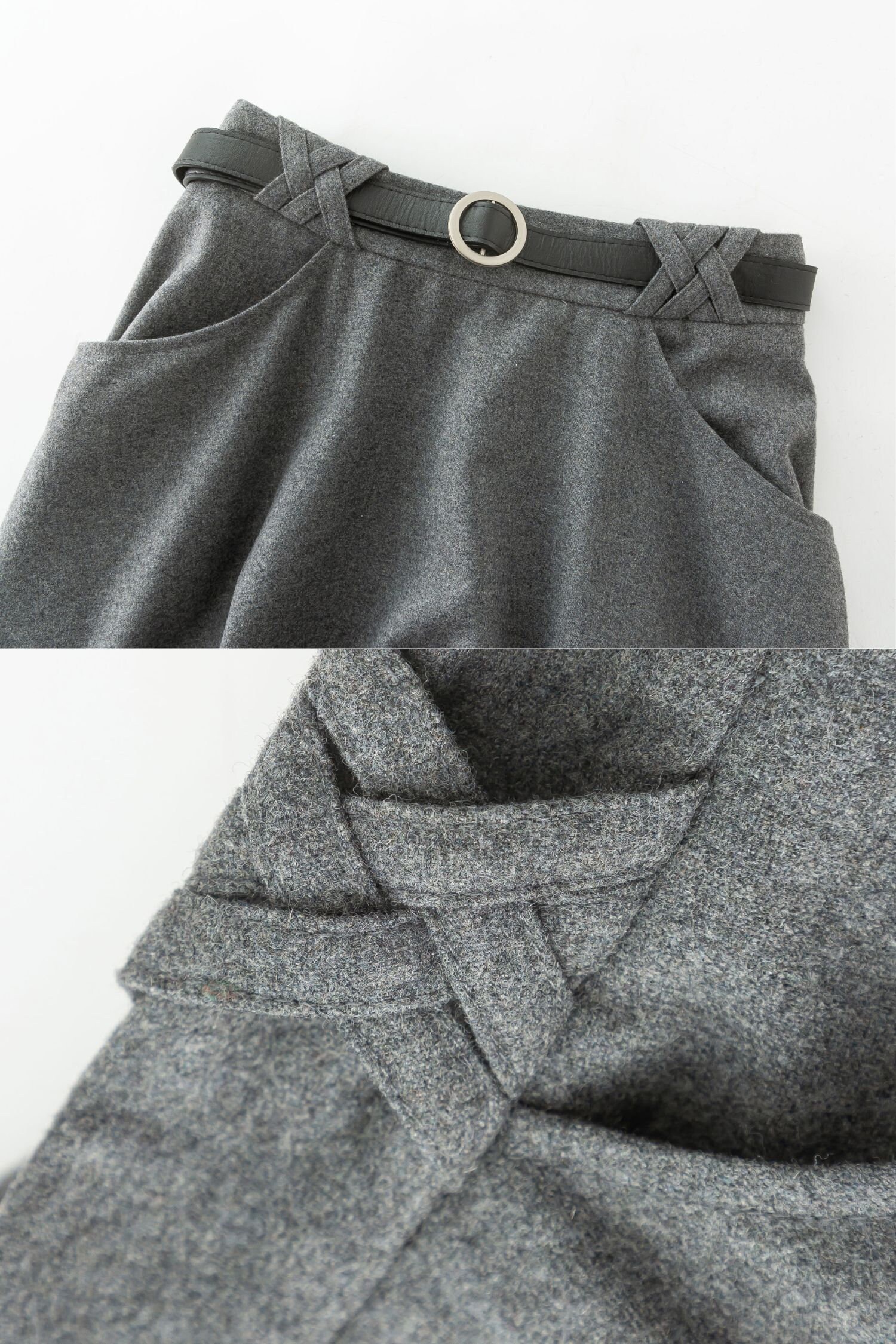 スカート WOOL SKIRT Gray Wool Skirt, Maxi Winter Skirt, Layered Skirt, High