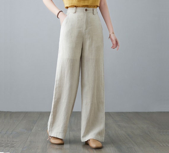 broek met hoge taille voor dames wijde pijpenbroek - Etsy België