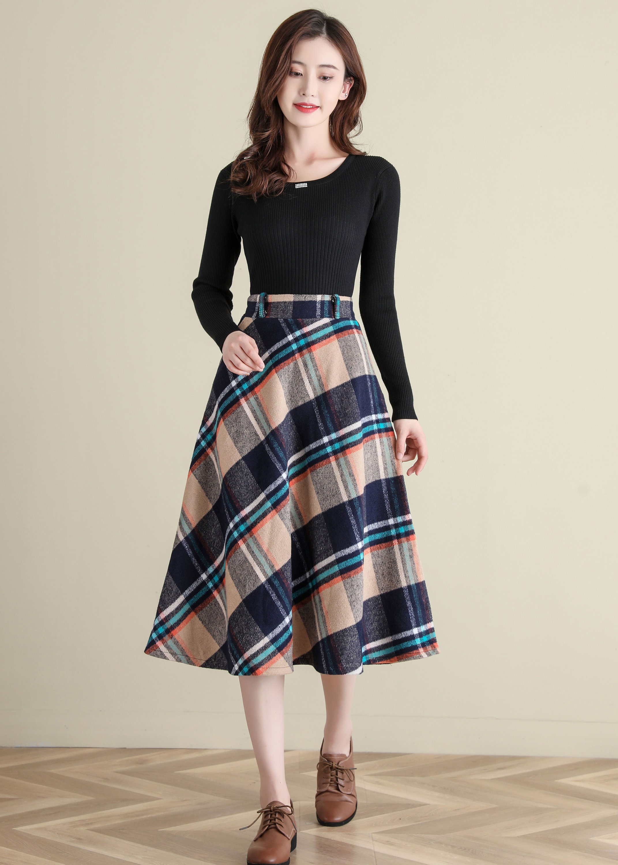 Plus size plaid skirt 50s cheap