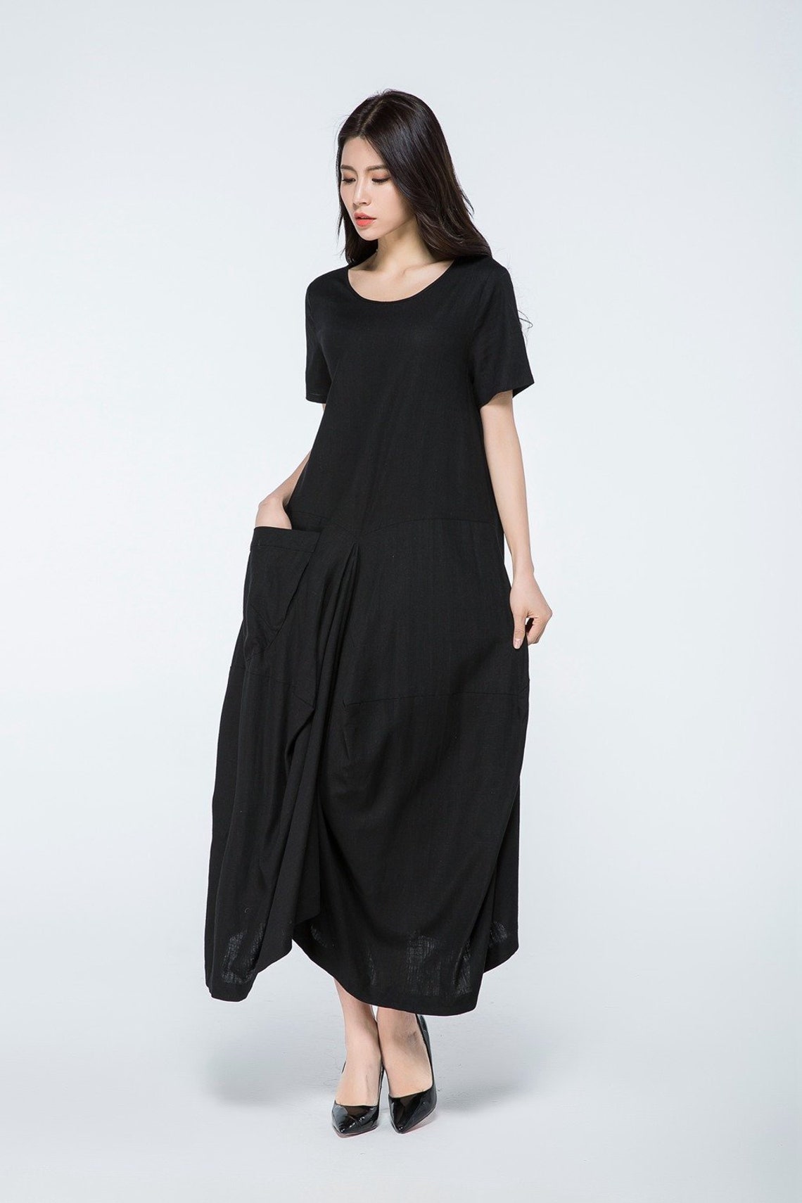 Black Linen dress Linen dress long linen dress linen maxi | Etsy