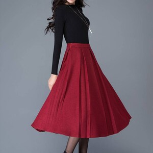 Wool skirt, Midi wool skirt, A-Line Pleated wool skirt, women skirts, Warm winter skirt, long skirt, autumn winter skirt, Ylistyle C1032 image 7