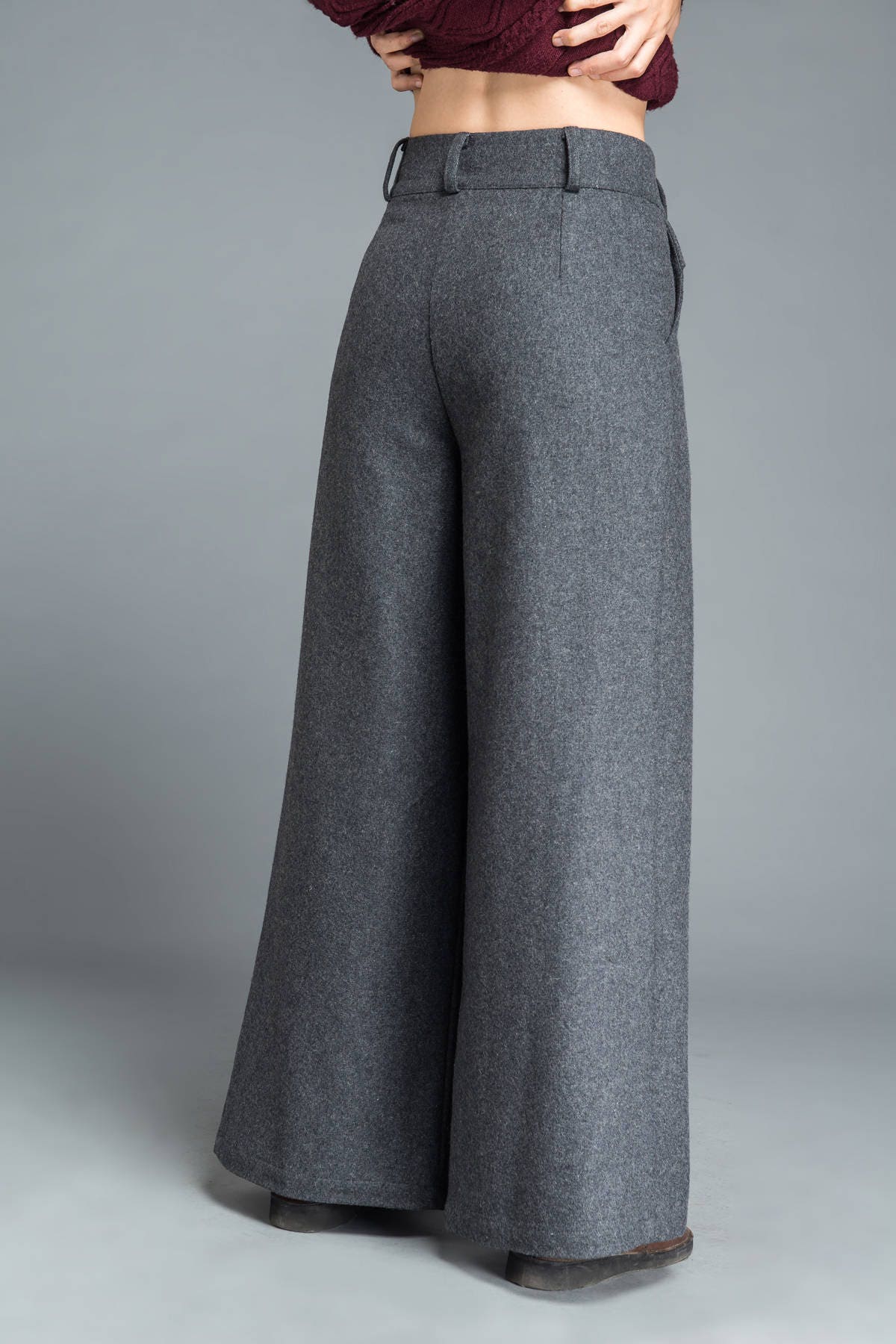 Maxi Pants Gray Pants Wool Pants Winter Womens Pants Warm | Etsy