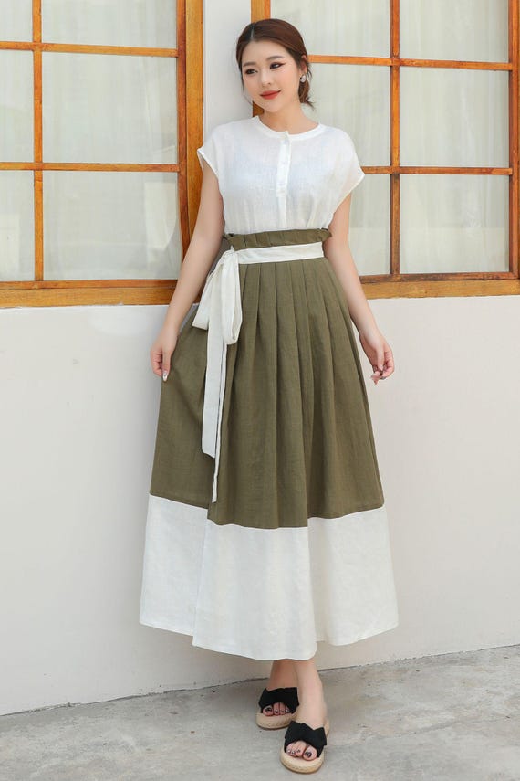 Green Wrap maxi linen skirt 5748 Green Wrap maxi linen skirt 5748