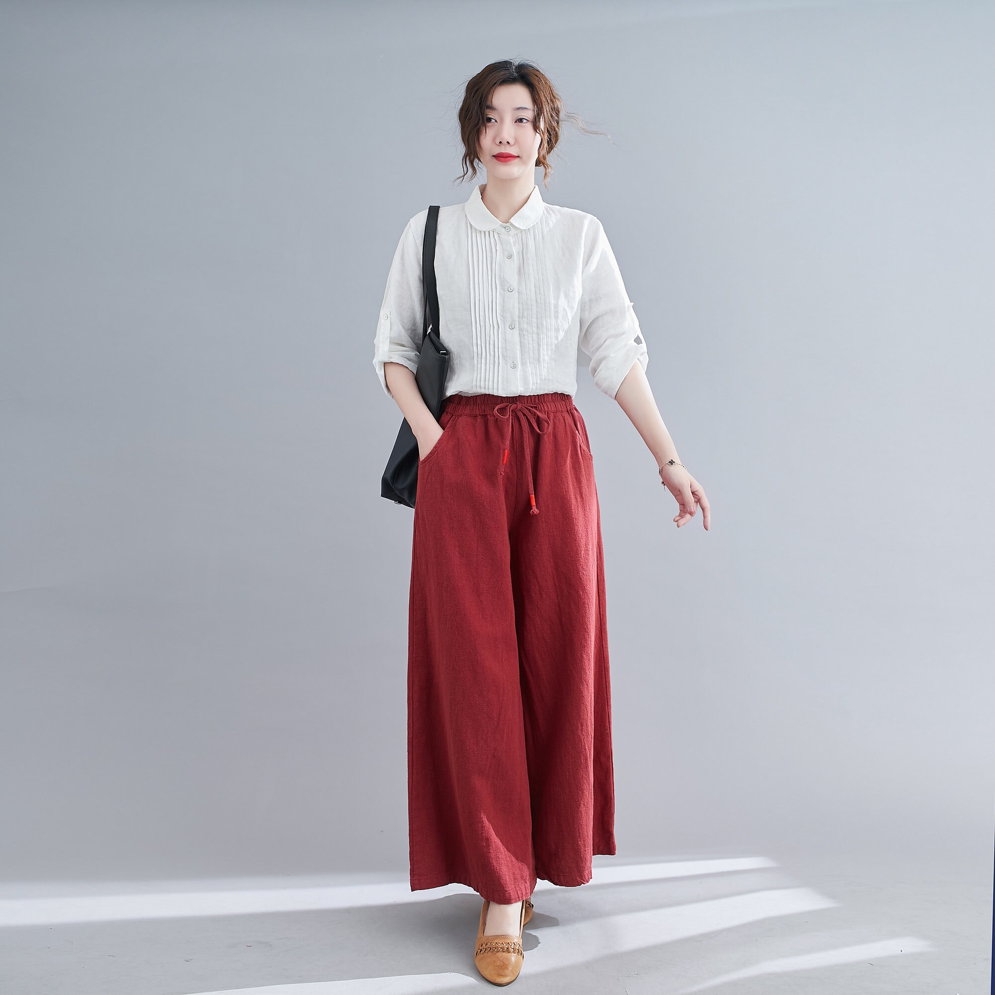 red linen pants