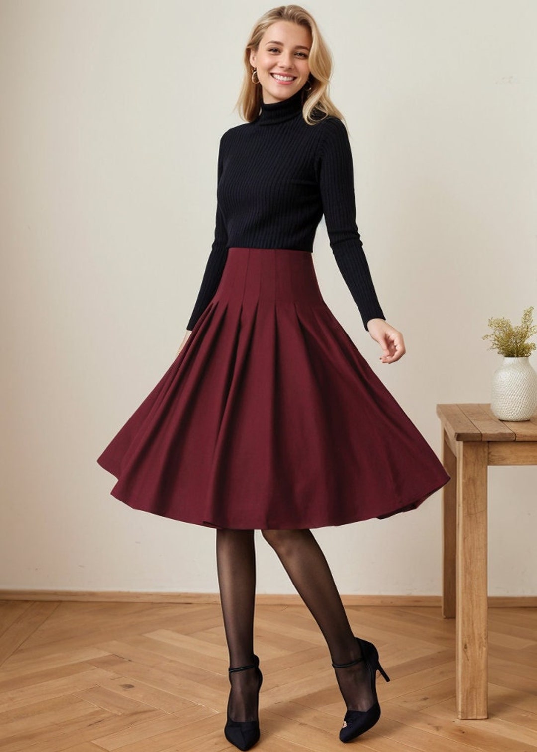 【EEUN】Wool pintuck skirt EEUN | Wool pintuck skirt