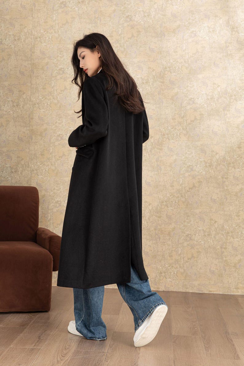 Womens Long Wool Coat, Black Wool Coat, Winter Coat, Trench Coat