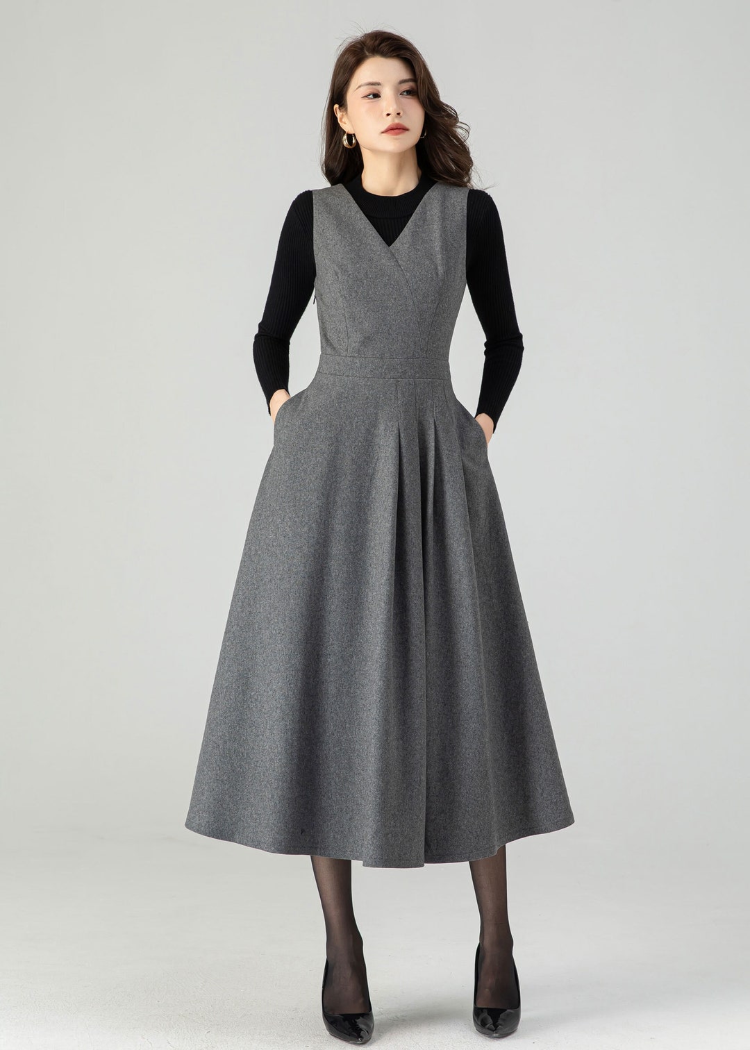 Black Side Pockets Overall Denim Pinafore Dress – Lookbook Store