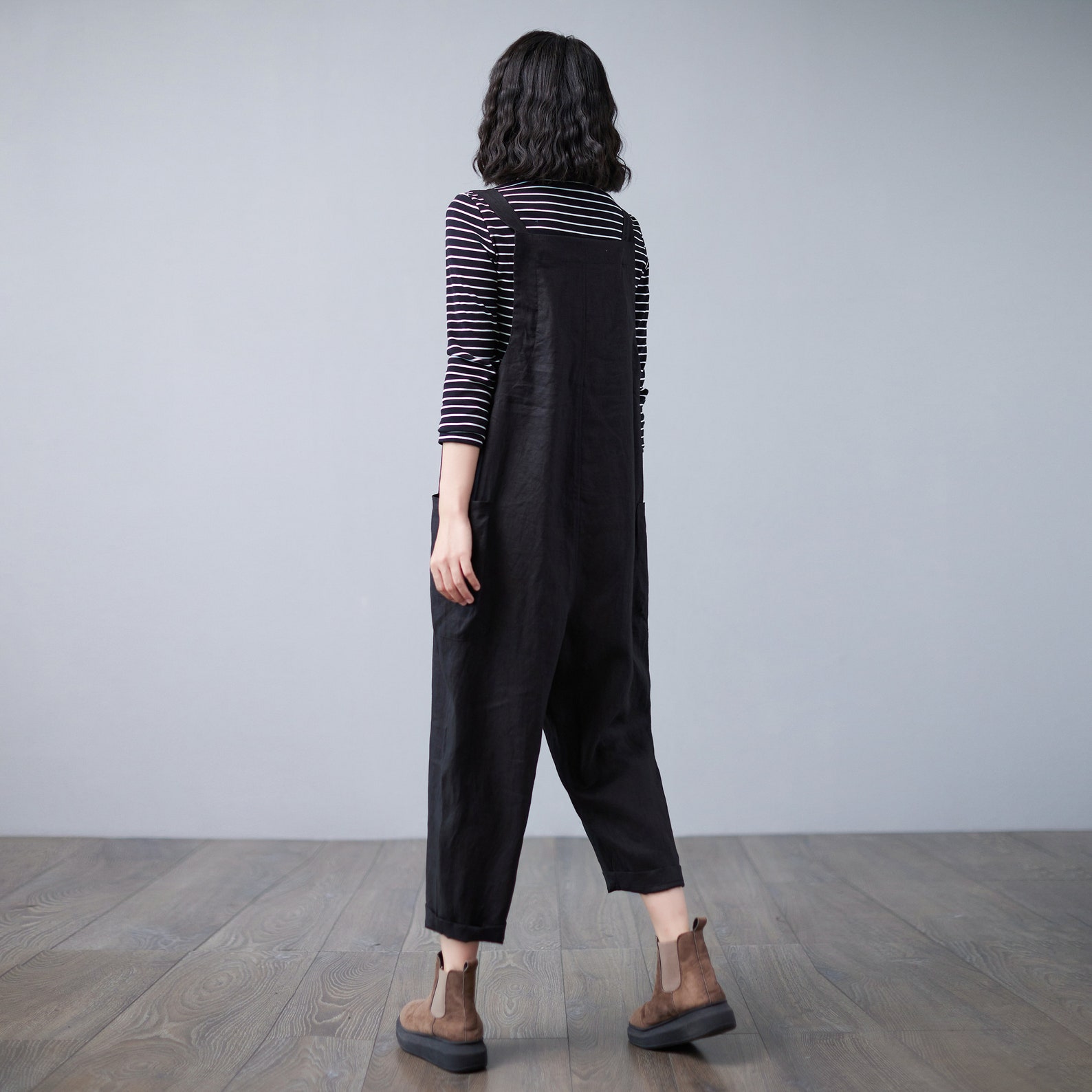 Black Linen Overalls Women Plus Size Overalls Linen Etsy