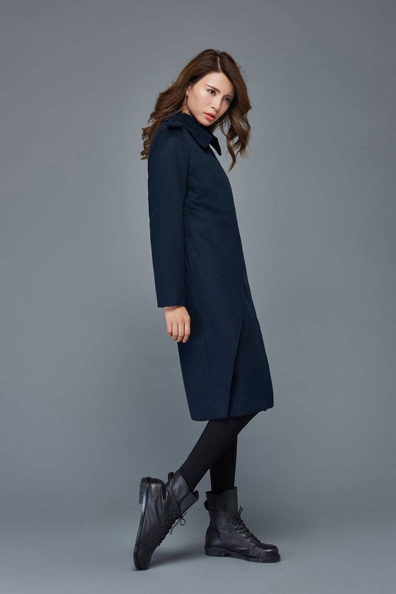 Winter coats for women navy blue wool coat mid length coat Etsy