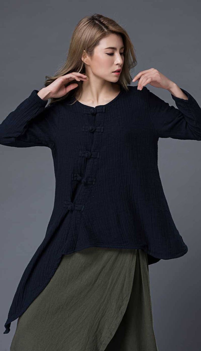 Long sleeve Linen shirt Line shirt women Plus size Linen Etsy