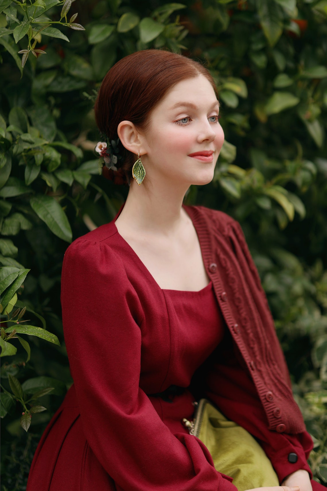 elegant-red-swing-dress-midi-dress-long-sleeve-dress-spring-evening