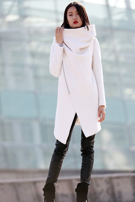 White coat Winter coat Wool Coat womens coat white wool Etsy