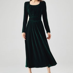 womens velvet green dress