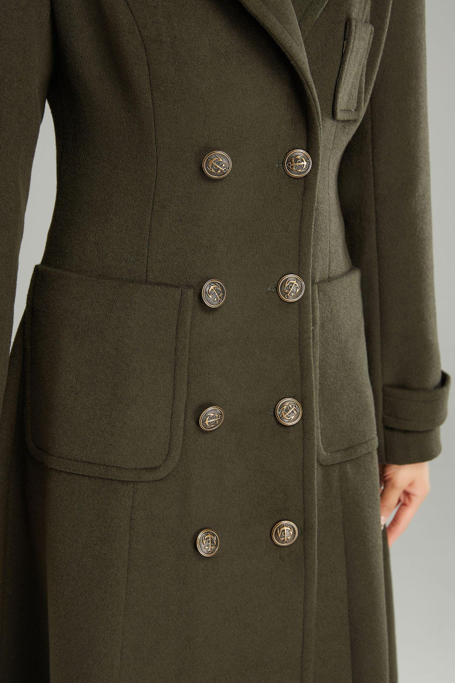 Army Green Wool Coat for Women, Wool Military Coat, Winter Army Green Wool Coat for Women, Wool Military Coat, Winter