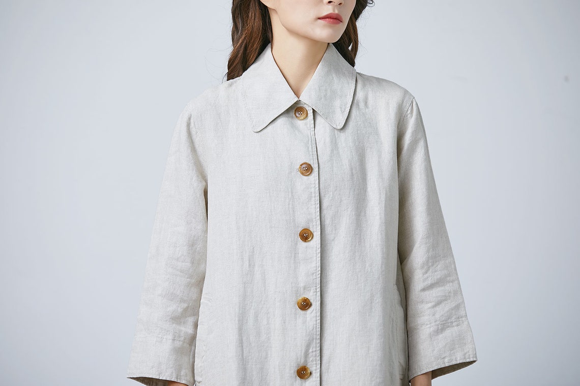 Oversized linen jacket long linen jacket beige linen jacket Etsy