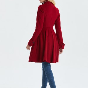 Red wool coat, wool coat women, military coat, winter coat women, women coat, Modern wool coat, Warm winter coat, Custom coat C1329 image 8