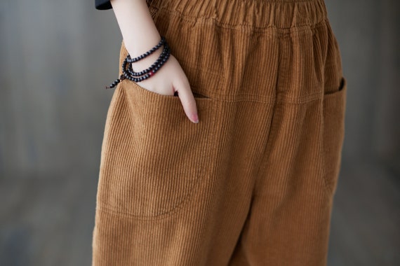 Corduroy Pants Womens Brown Pants Autumn and Winter Loose - Etsy