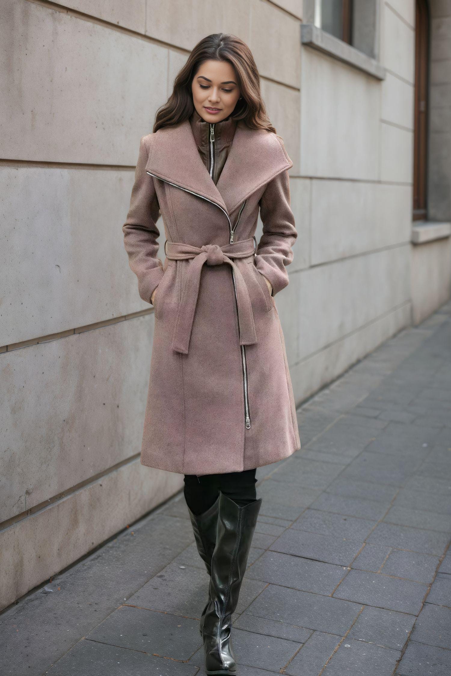 Wool Coat, Midi Coat Women, Winter Warm Coat, Loose Coat