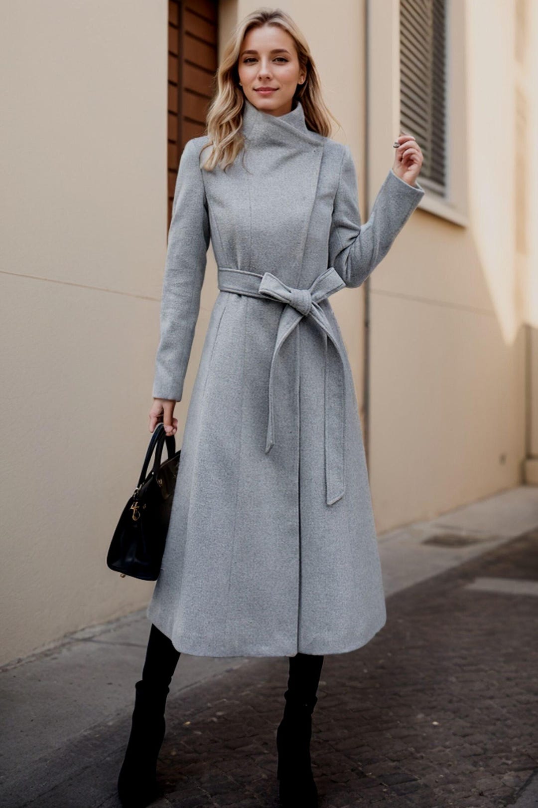 ◆GLOWNY◆ G WOOL COAT LONG GRAY GC24WTCT002GR G WOOL COAT - LONG (GRAY) - GLOWNY