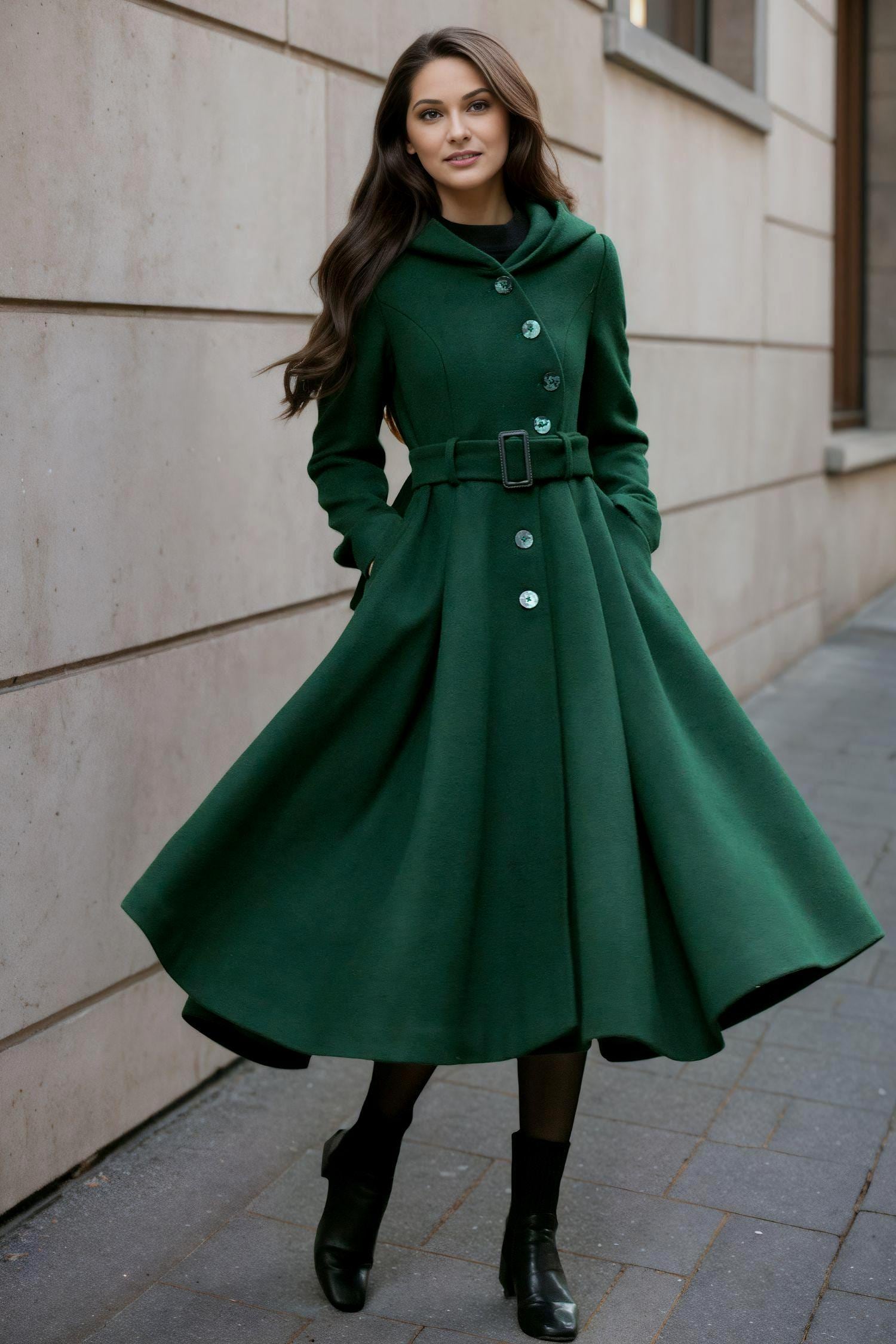 Womens Green Long Winter Coat - Etsy Womens Green Long Winter Coat - Etsy