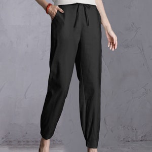 Minimal Linen Pants Long Linen Pants Women's Tapered - Etsy