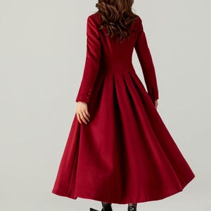 Abrigo de lana, abrigo de lana princesa, abrigo largo de lana, abrigo de lana de vestir, abrigo de invierno para mujer, abrigo de lana de corte A, abrigo hecho a mano, Ylistyle C3694 imagen 6