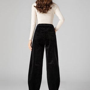 Black Corduroy Pants Women, Tapered Pants, Autumn Pants, Long Pants, Womens Pants, Loose Fitting Pants, Handmade Pants, Made to Order C3592 image 5