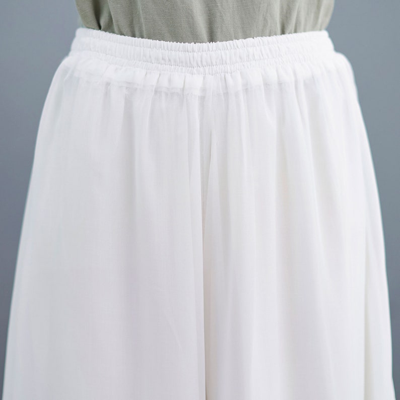 Summer White Chiffon Palazzo Pants for Women, Wide Leg Pants Skirts, swing pant, vacation pant, Loose Long Trouser, Plus Size Trousers C2196 image 5