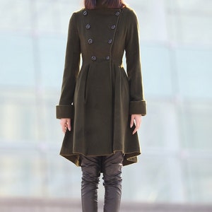 Green coat, winter coats for women, winter coat, coat, jacket, wool coat, Asymmetrical coat, womens coats, army green coat, coats C178 image 4