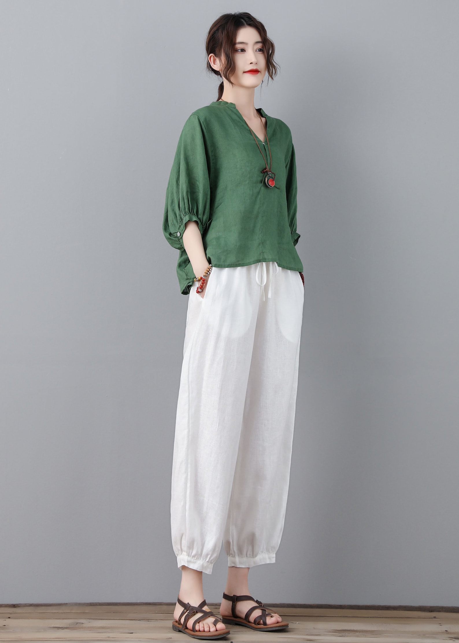 Linen Blouse Green Linen Tops Linen Blouse for Women - Etsy