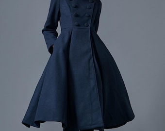 ネイビー ダブルブレスト ウールコート MANTECO®ウール混ダブルブレストコート - ネイビーブルー | ZARA