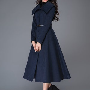 Green Princess wool coat, Wool coat women, long jacket for winter, winter wool coat, Belted Wool maxi coat, Handmade coat C998 Blue