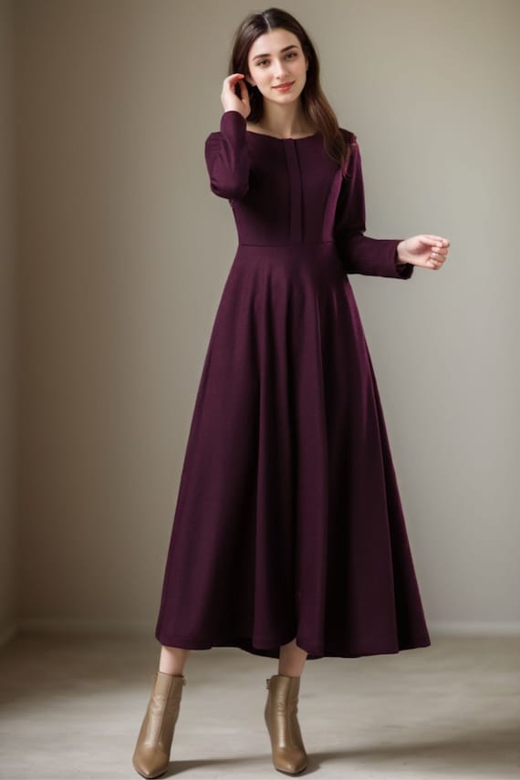 Vintage Inspired Blue fit and flare wool dress 2430 Vintage Inspired Blue fit and flare wool dress 2430