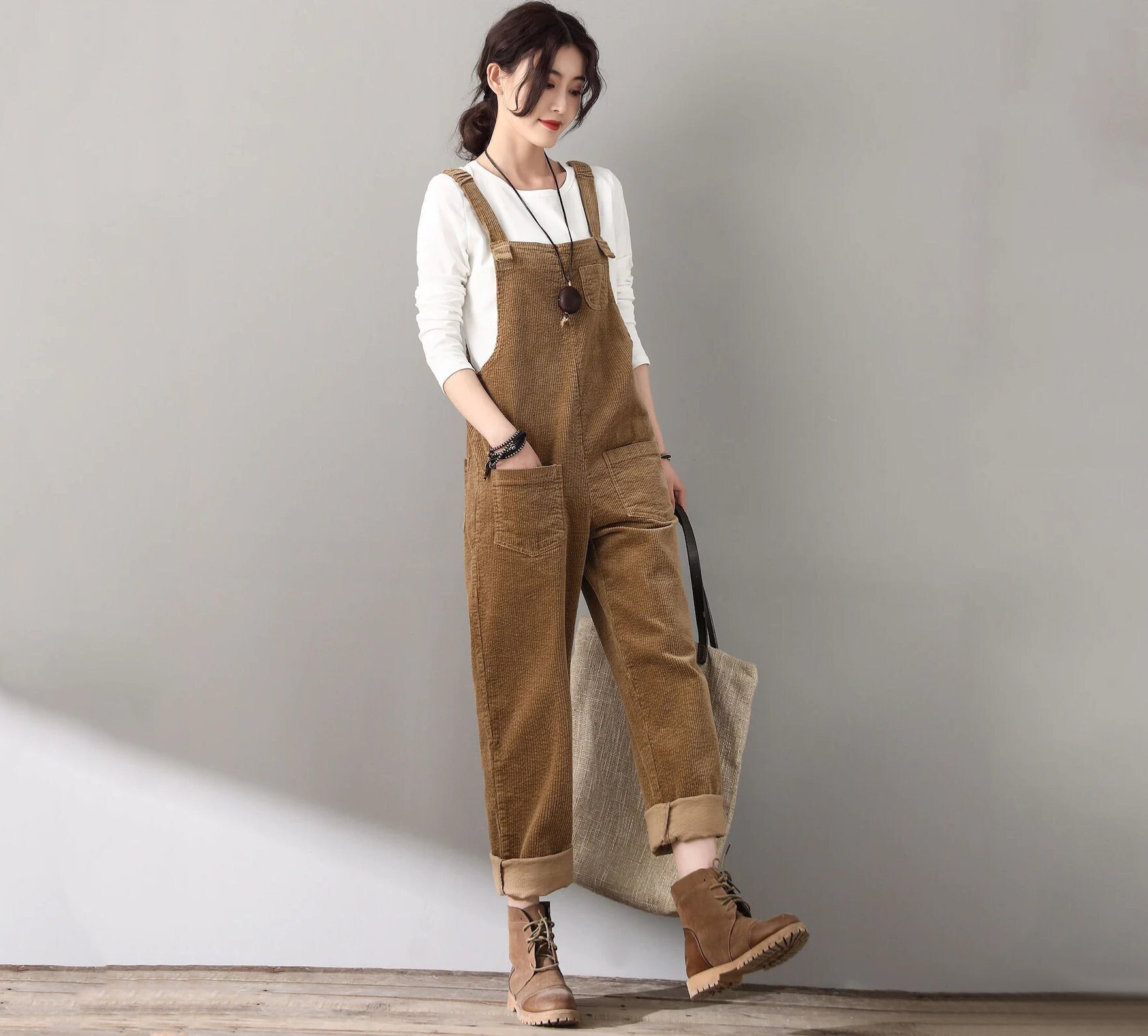 Women's Brown Corduroy Overalls Casual Handmade Corduroy - Etsy Norway