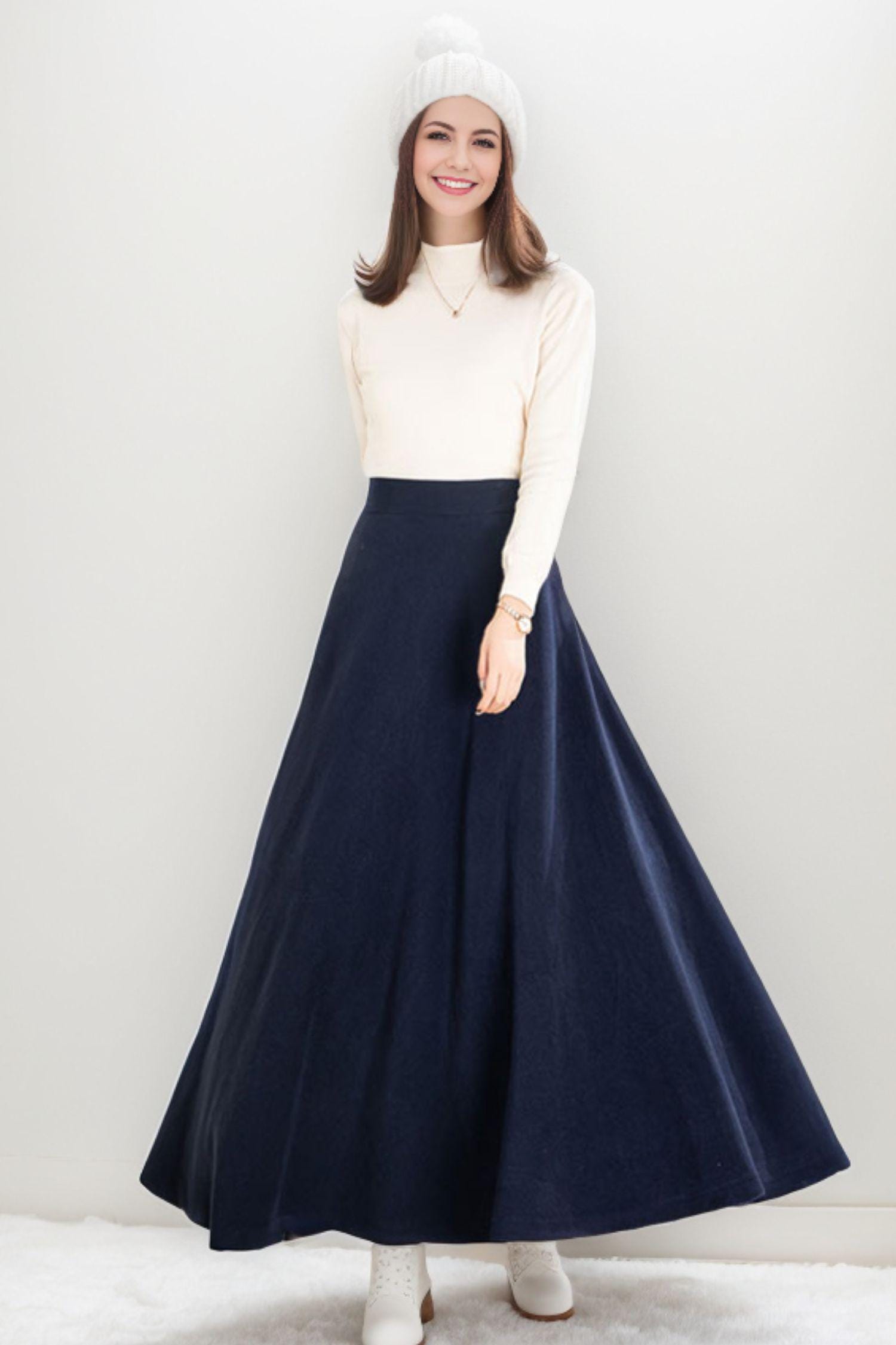 Beige Long Wool Skirt, A-line Maxi Wool Skirt, Wool Skirt Beige Long Wool Skirt, A-line Maxi Wool Skirt, Wool Skirt