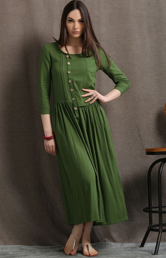 moss green maxi dress