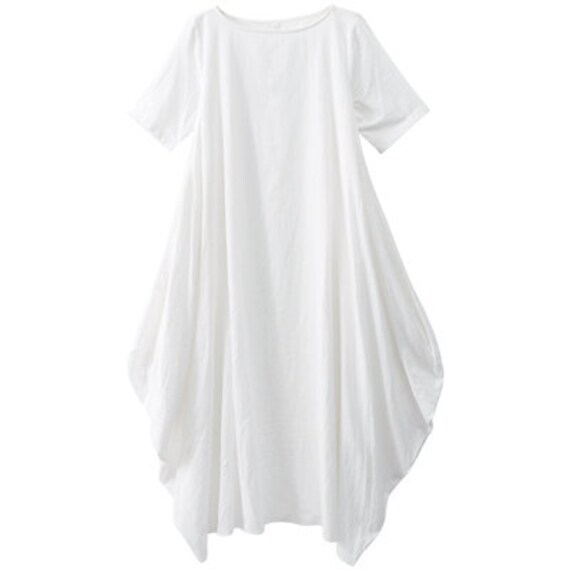 Casual Linen Dress - Red Lagenlook Comfortable Loose-fitting Casual Linen Dress - Red Lagenlook Comfortable Loose-fitting