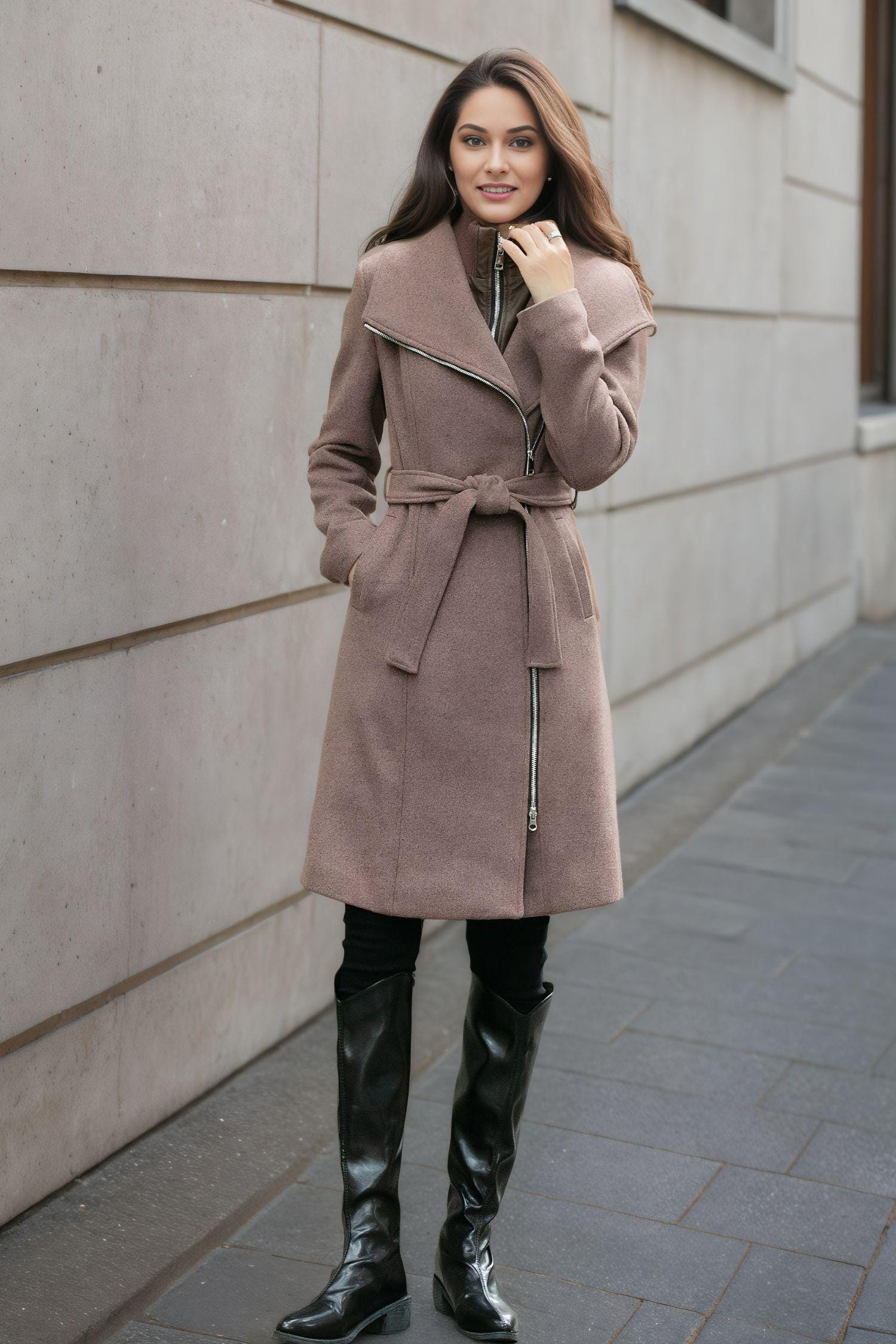 Wool Coat, Midi Coat Women, Winter Warm Coat, Loose Coat