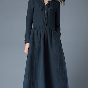Navy Blue Spring Maxi Dress Linen Comfortable Casual - Etsy