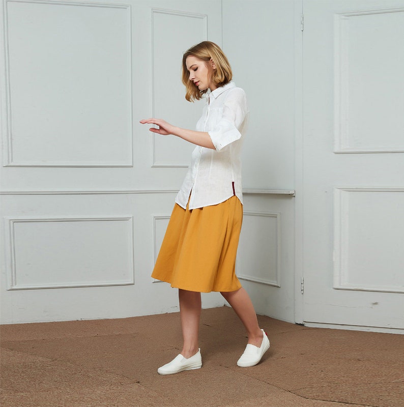 classic linen shirt C1456 womens linen shirt white linen shirt classic collar shirt linen shirt Slim perfect shirt in linen