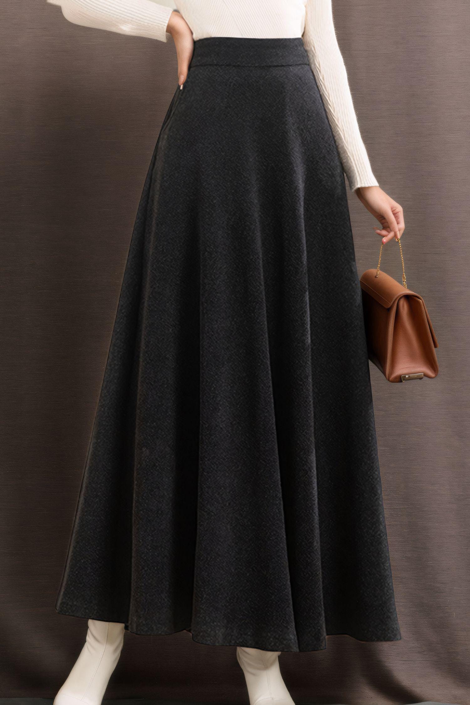 Beige Long Wool Skirt, A-line Maxi Wool Skirt, Wool Skirt Beige Long Wool Skirt, A-line Maxi Wool Skirt, Wool Skirt