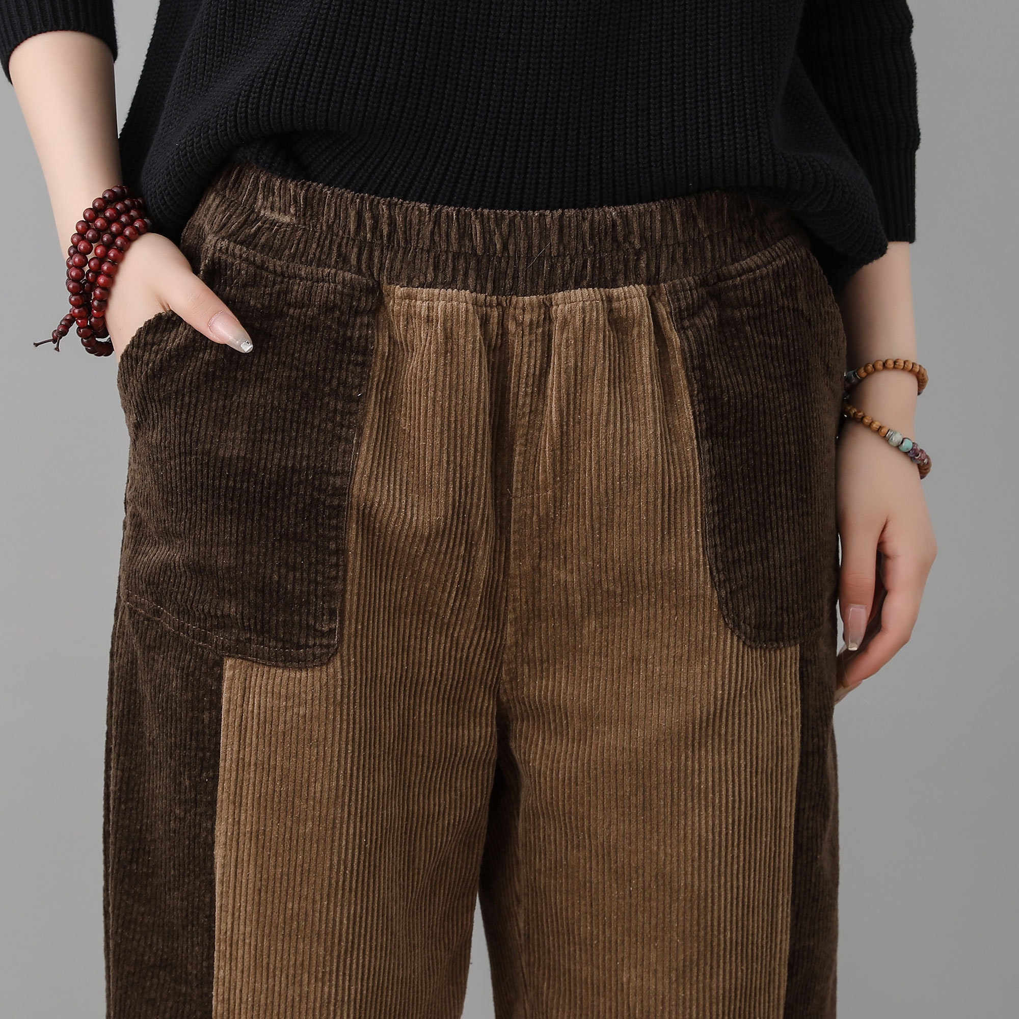 Brown Corduroy Pants, High Waist Corduroy Pants Women, Loose Pants