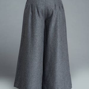Wide Leg wool palazzo pants, High waist skirts pants, winter women pants, gray wool pants, Long pants, women's trousers Ylistyle C1207 image 8