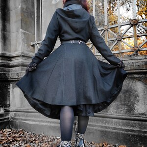 Black Wool Flared Coat