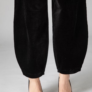 Black Corduroy Pants Women, Tapered Pants, Autumn Pants, Long Pants, Womens Pants, Loose Fitting Pants, Handmade Pants, Made to Order C3592 image 9