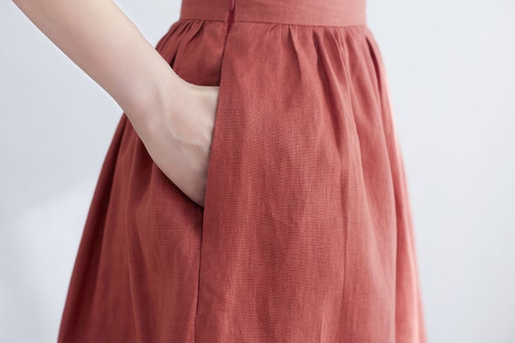 Linen Midi Skirt, Linen Skirt, Midi Linen Skirt, Summer Skirt With