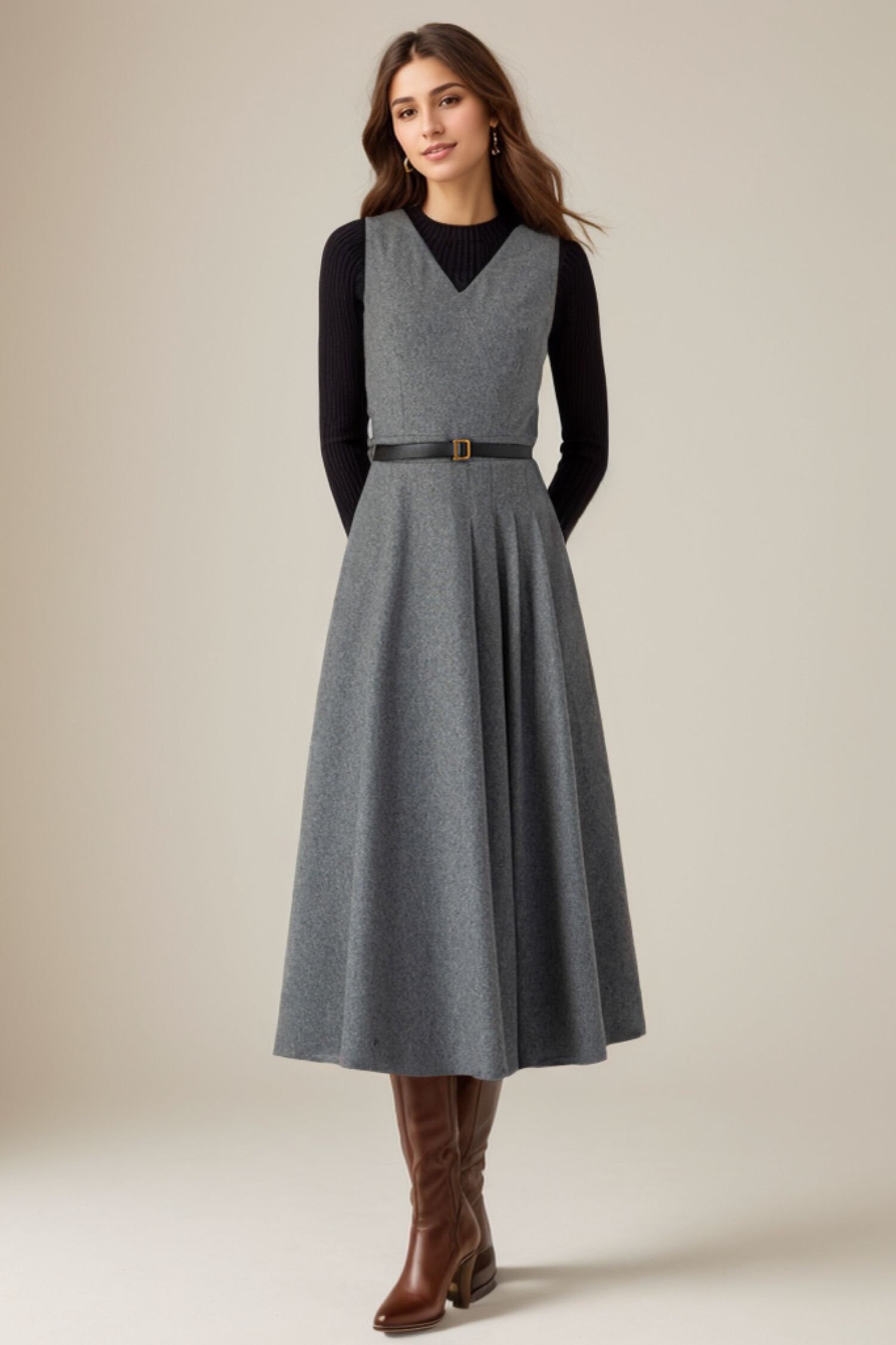 限定値下げ　INES - SILK WOOL FLARE DRESS INES - SILK WOOL FLARE DRESS – HARUNOBUMURATA